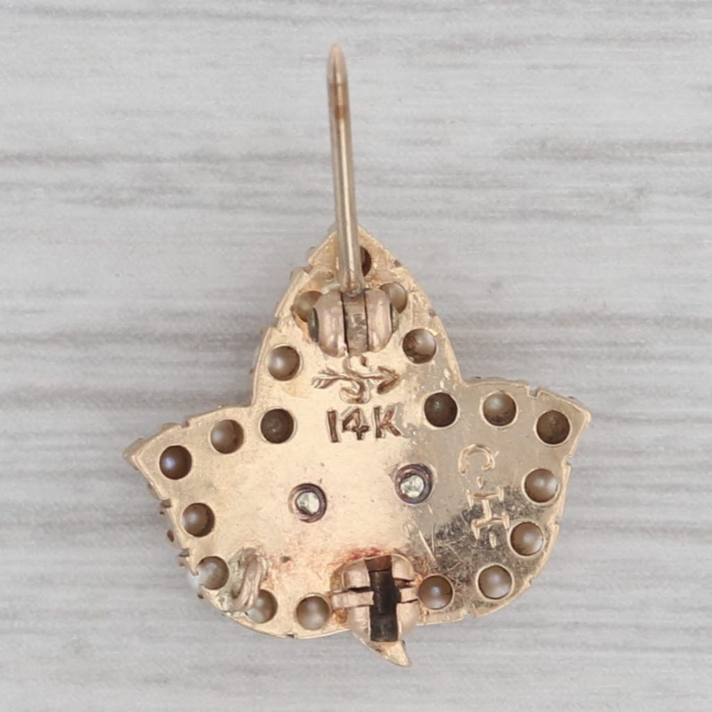 Gray Alpha Kappa Alpha Badge Pearl Sorority Leaf Pin 14k Gold Vintage Greek Society