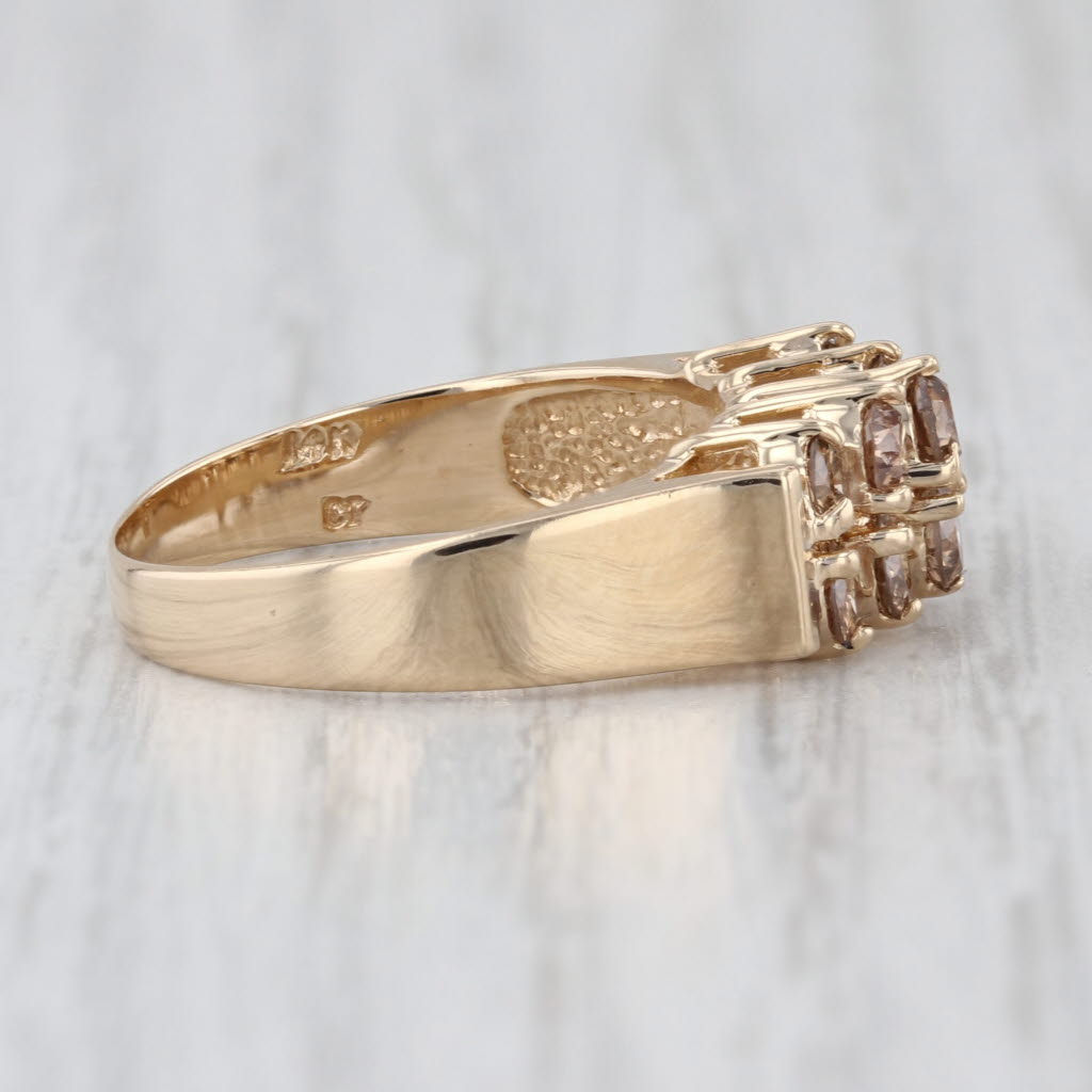 0.78ctw Champagne Brown Pyramid Rooftop Ring 14k Yellow Gold Sz 6.75 Anniversary