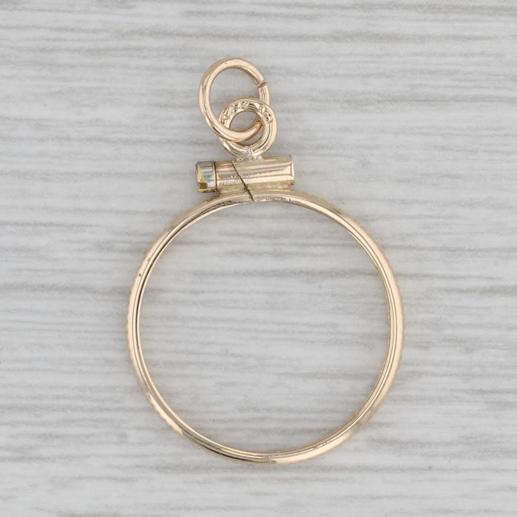 Gray Coin Pendant Bracelet 14k Yellow Gold Charm 15mm
