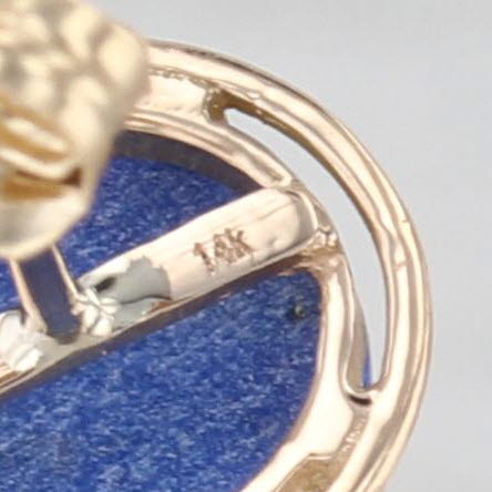 Lapis Lazuli Stud Earrings 14k Yellow Gold Solitaire Cabochon Studs
