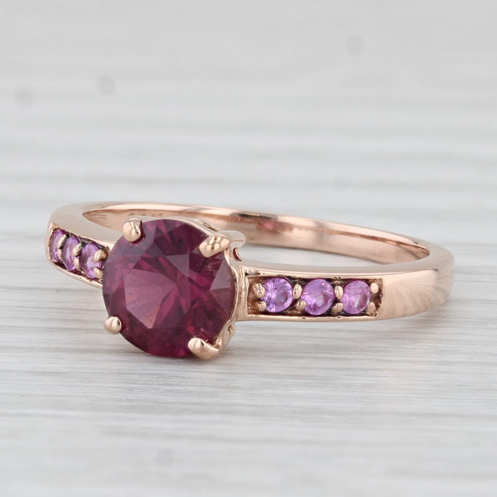 Light Gray 1.56ctw Round Pink Rhodolite Garnet Sapphire Ring 14k Rose Gold Size 7.5