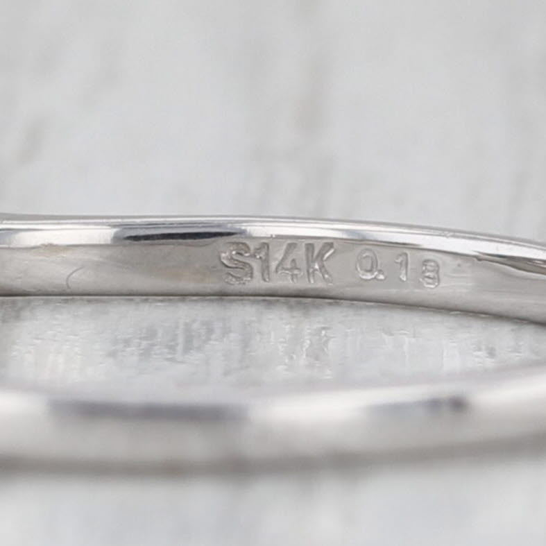 0.44ctw Blue White Sapphire Wedding Band Guard Ring 14k White Gold Stackable