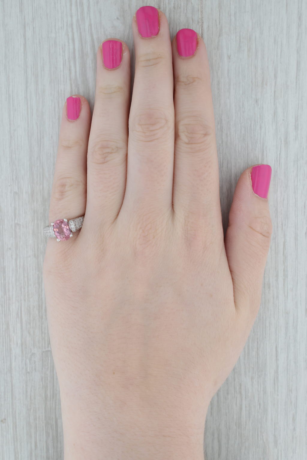 Gray 2.53ctw Pink Tourmaline Diamond Ring 900 Platinum Size 6.75 Engagement