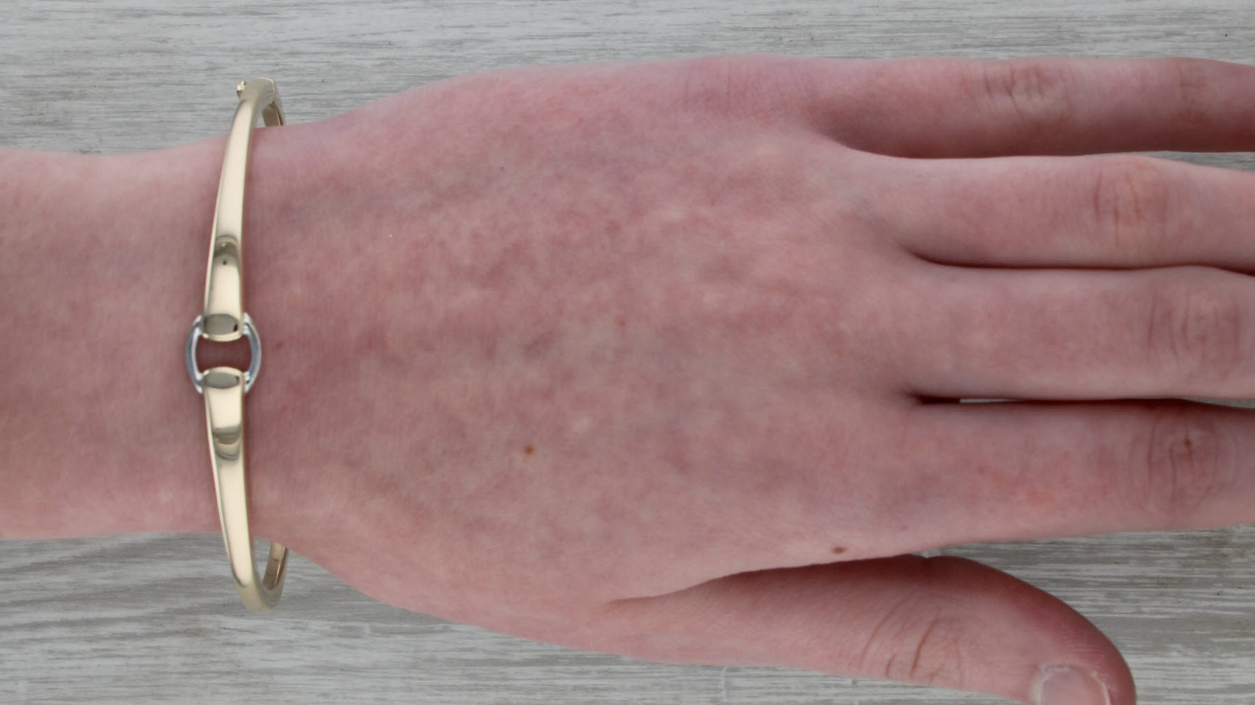 Audry Rose 2-Toned Buckle Bangle Bracelet 14k Yellow White Gold 7.5"