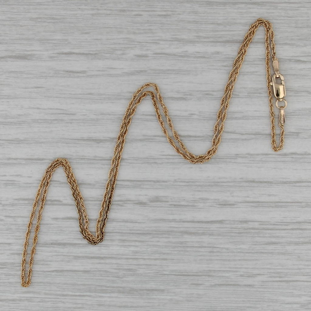18" Rope Chain Necklace 14k Yellow Gold 1mm