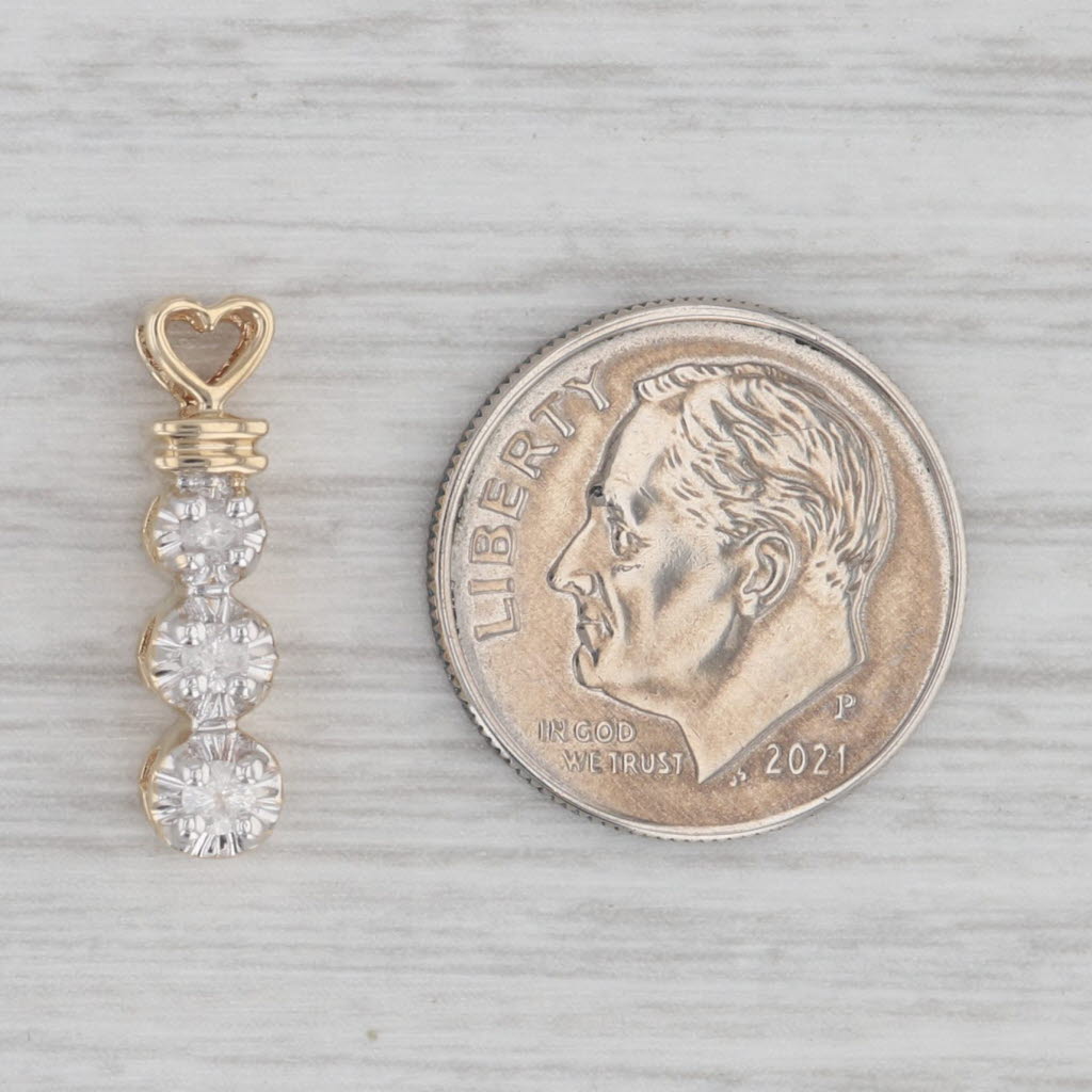 Gray 0.12ctw 3-Stone Diamond Journey Pendant 10k Yellow Gold