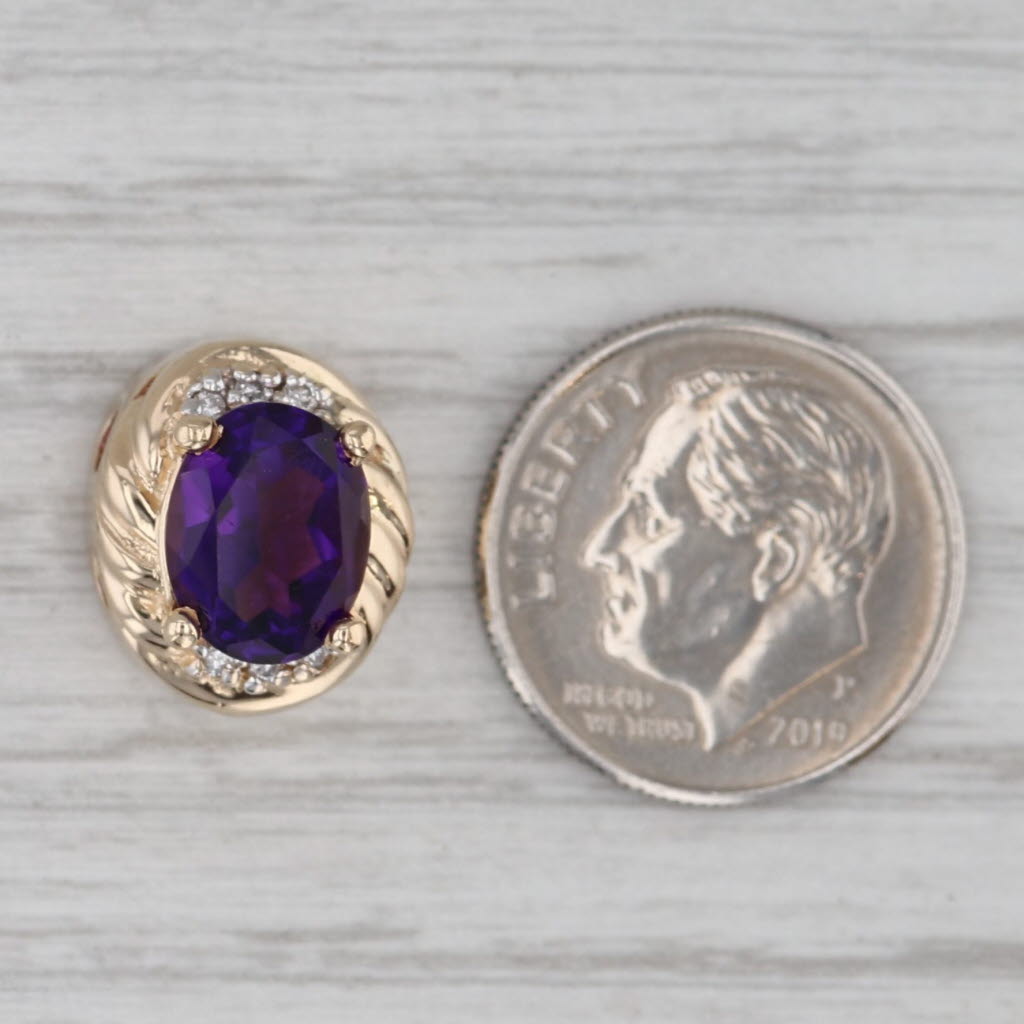 Gray Richard Klein Vintage 1.85ctw Amethyst Diamond Slide Bracelet Charm 14k Gold