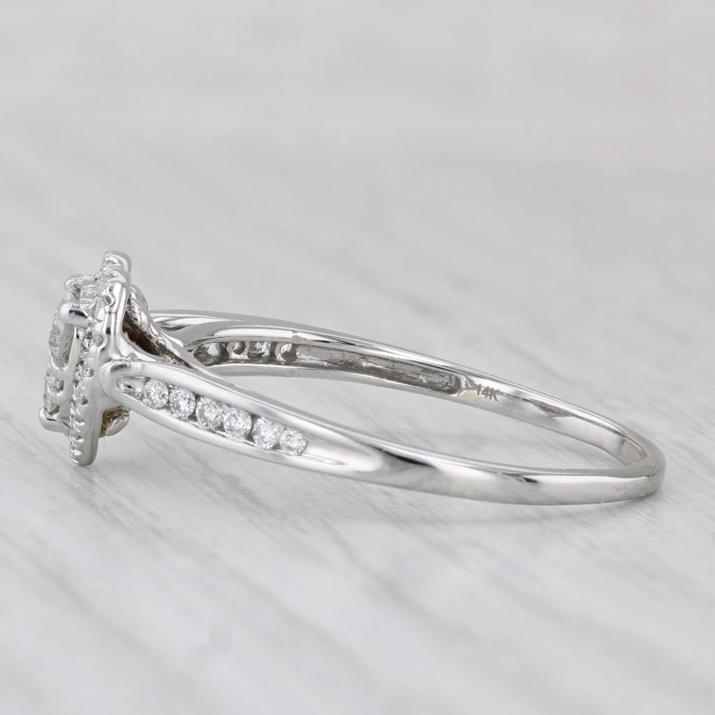 Light Gray 0.36ctw Diamond Cluster Heart Halo Ring 14k White Gold Engagement Size 10