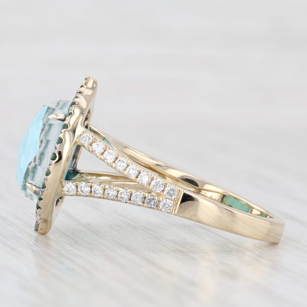 Light Gray New Doves by Doron Paloma Amazonite Tsavorite Ring 14k Yellow Gold Size 6.75