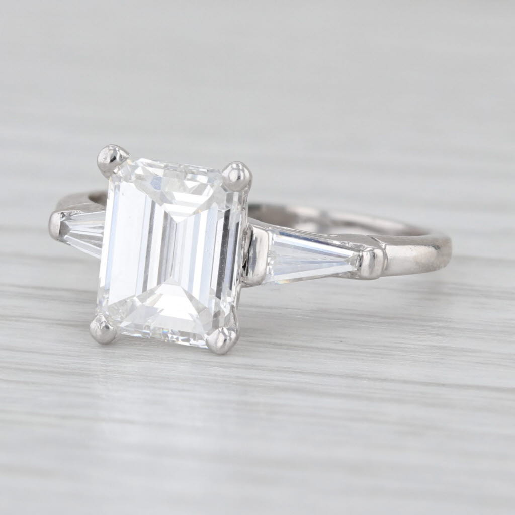 2.32ctw GIA Emerald Cut Diamond Engagement Ring Platinum Size 6.25