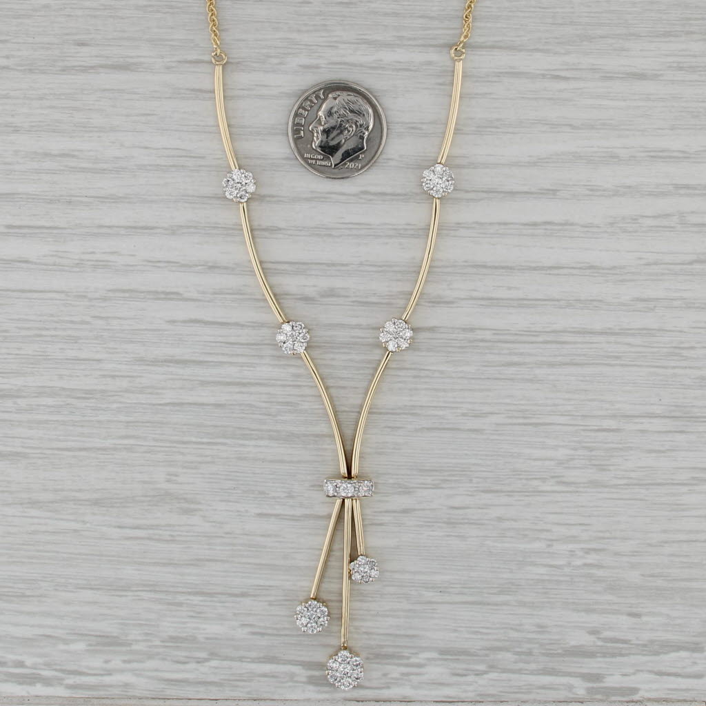 1.91ctw Diamond V Necklace 14k Yellow Gold 20" Wheat Chain Statement