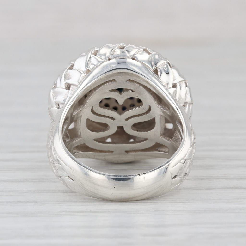 Slane & Slane 2.17ctw Pave Blue Sapphire Basketweave Ring Sterling Silver Size 8