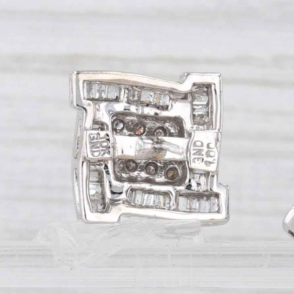 Light Gray 1ctw Diamond Cluster Halo Stud Earrings 10k White Gold