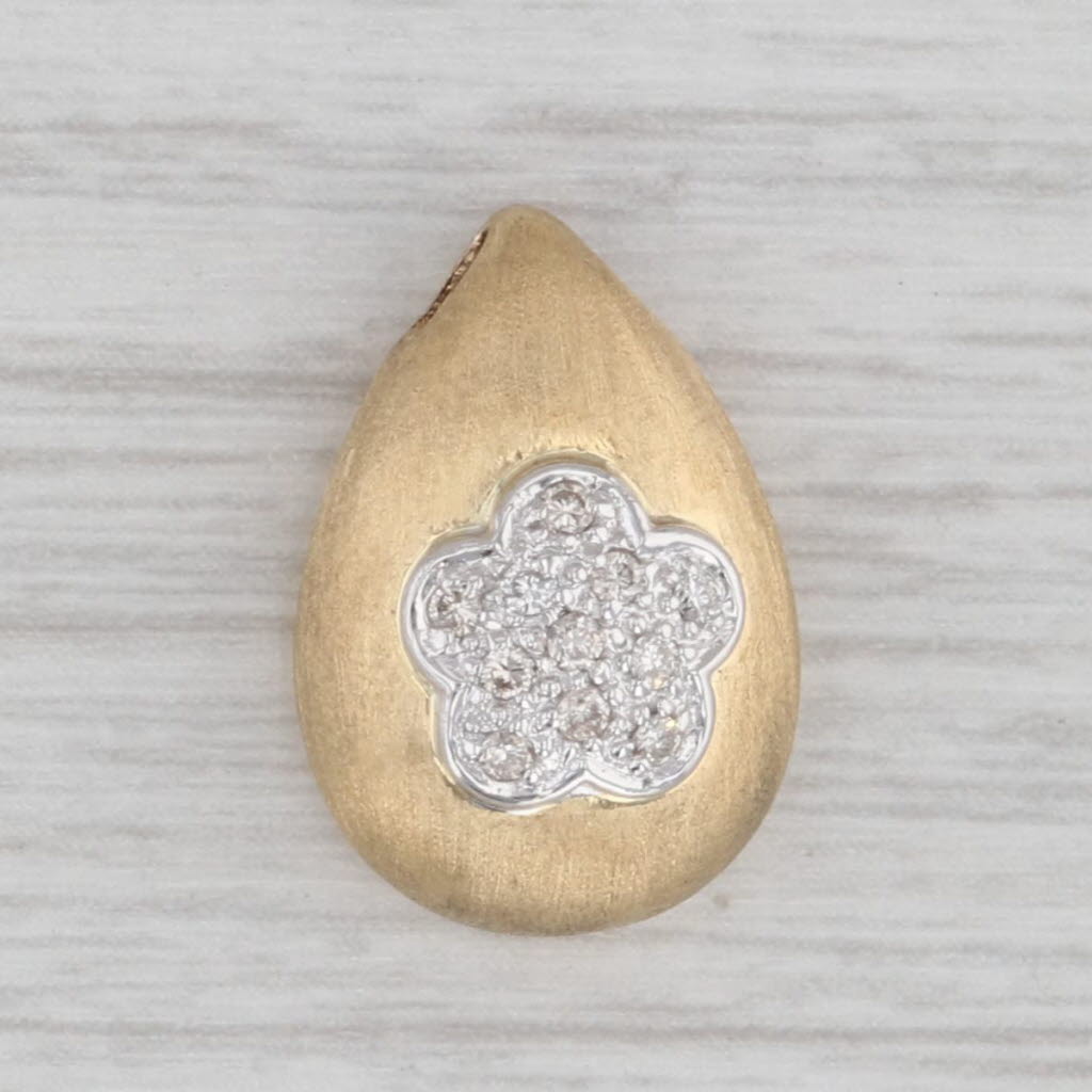 Gray Diamond Flower Teardrop Pendant 18k White Yellow Gold Small Floating Drop