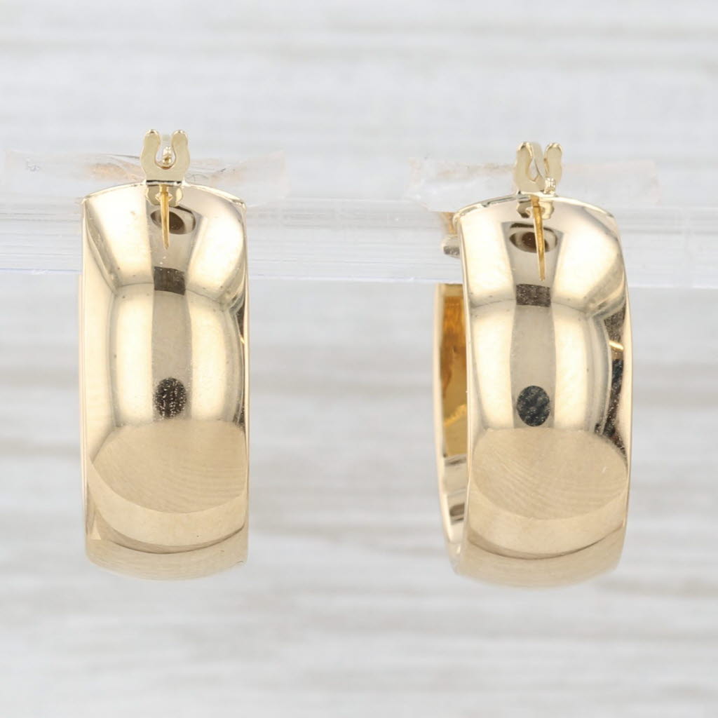 Light Gray Yellow Gold Hoop Earrings 18k Snap Top Oval Hoops