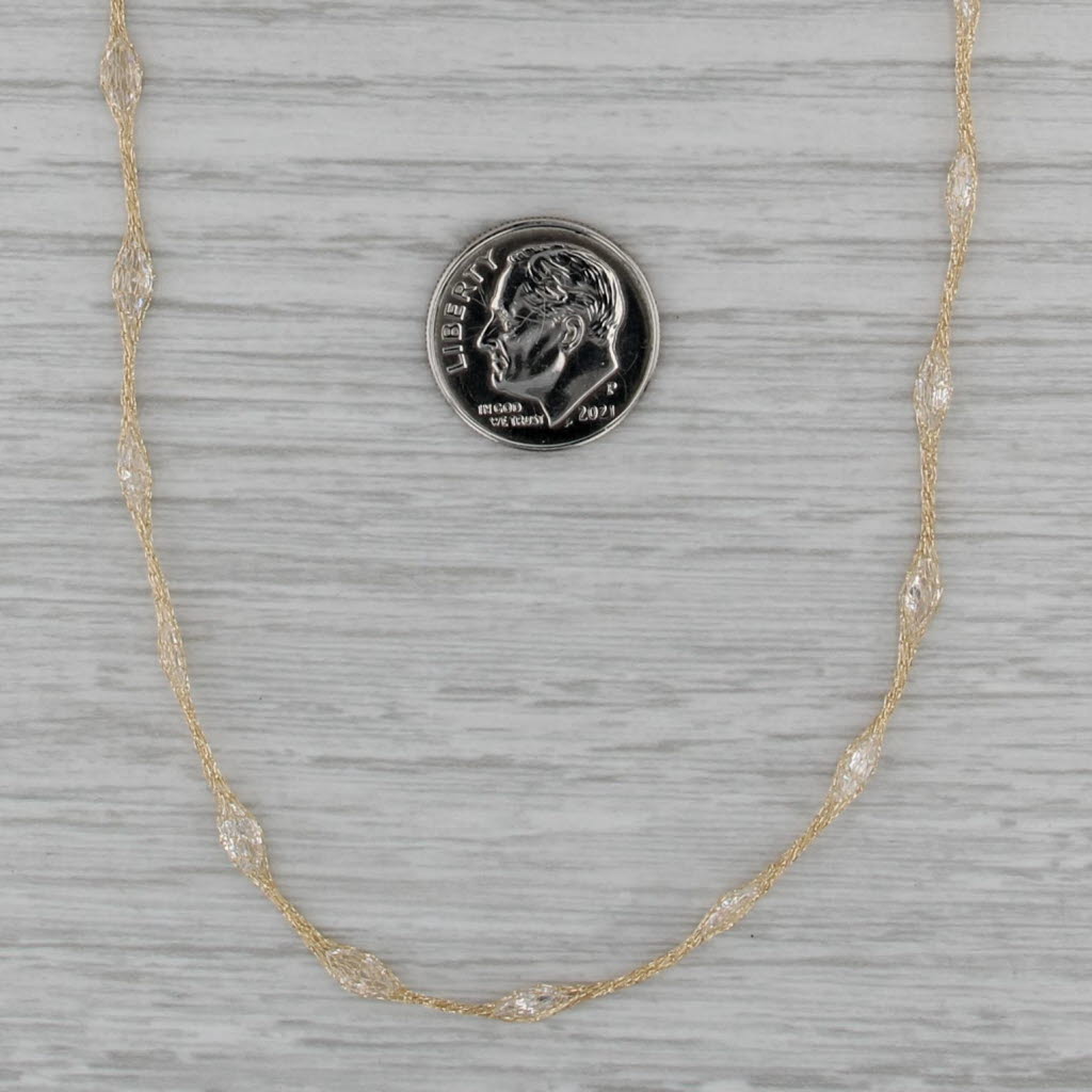 4.70ctw Marquise Cubic Zirconia Station Mesh Chain Necklace 14k Yellow Gold 18"