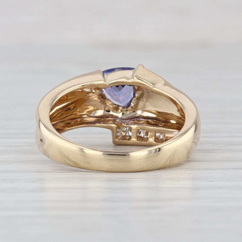 Tanzanite Opal Diamond Ring 14k Yellow Gold Size 7.25 Bypass