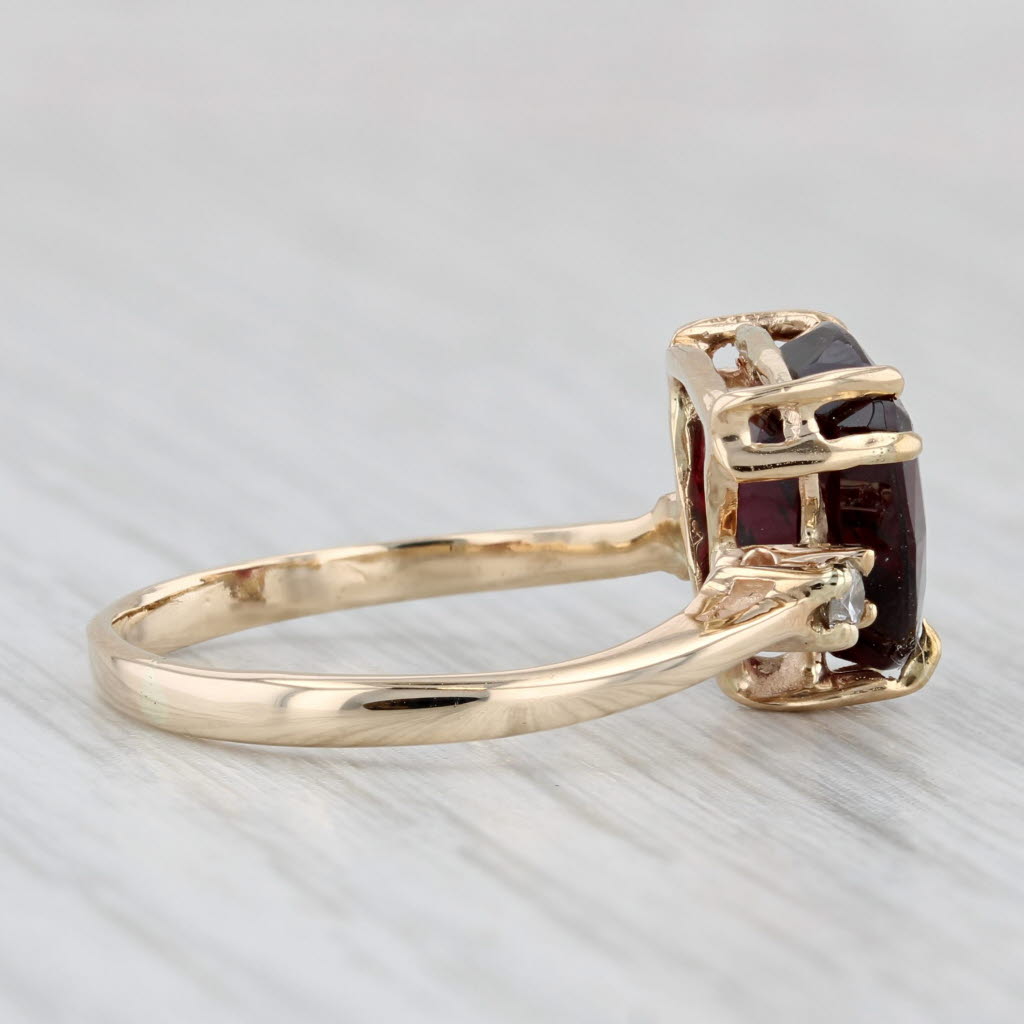Light Gray 3.03ctw Trillion Garnet Diamond Ring 14k Yellow Gold Size 7