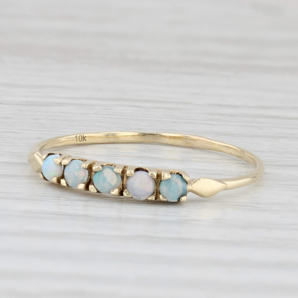 Light Gray Vintage Opal Ring 10k Yellow Gold Size 9.5 Stackable