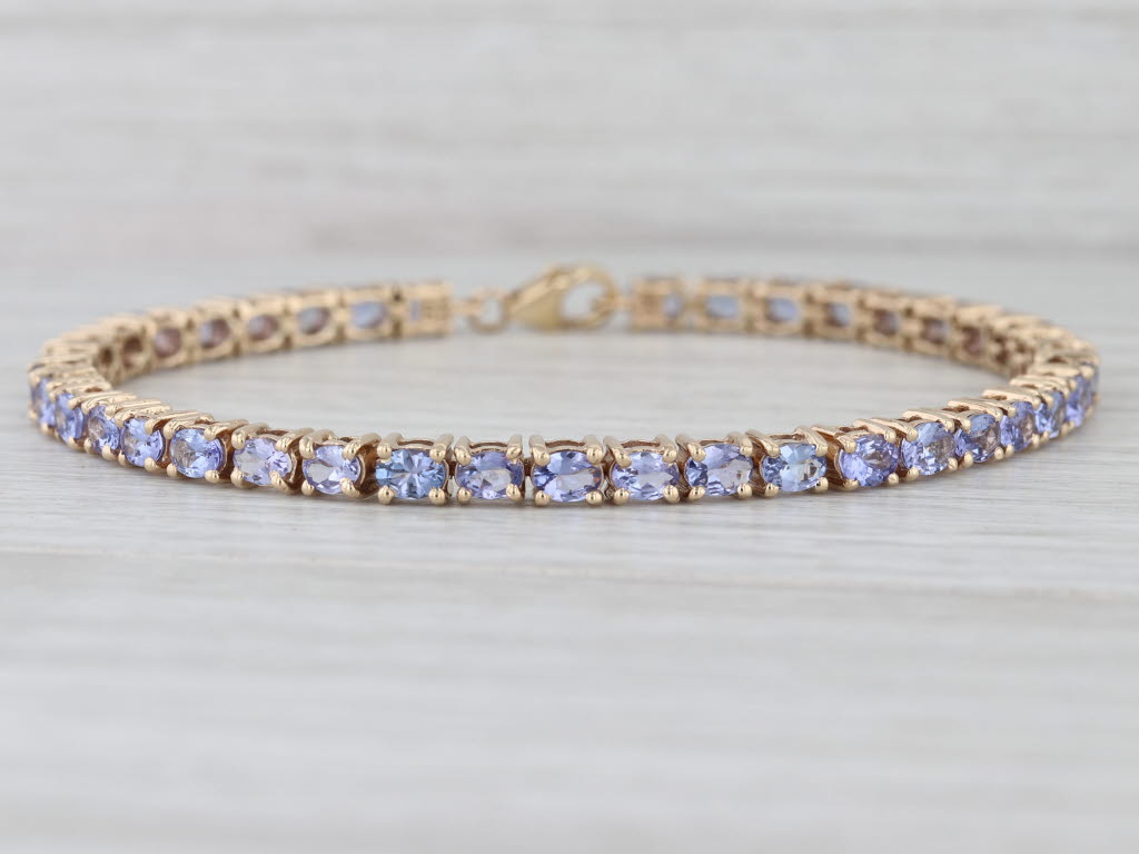 7.95ctw Tanzanite Tennis Bracelet 10k Yellow Gold 7.25" 3.8mm COA Tomas Rae