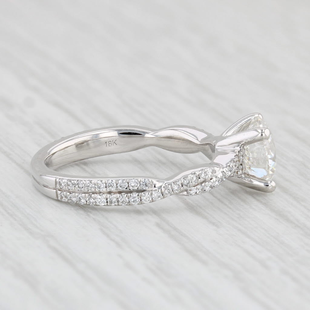 Light Gray 1.47ctw Round Diamond Engagement Ring 18k White Gold Size 5.5