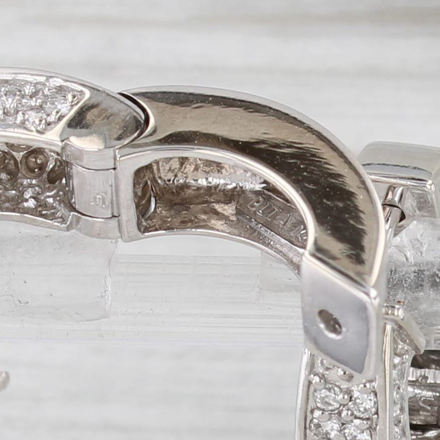 Light Gray 1.20ctw Diamond Hoop Earrings 14k White Gold Snap Top Hinged Hoops