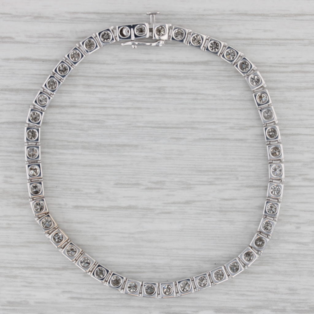 Gray 4ctw Diamond Tennis Bracelet 14k White Gold 7" 3.7mm