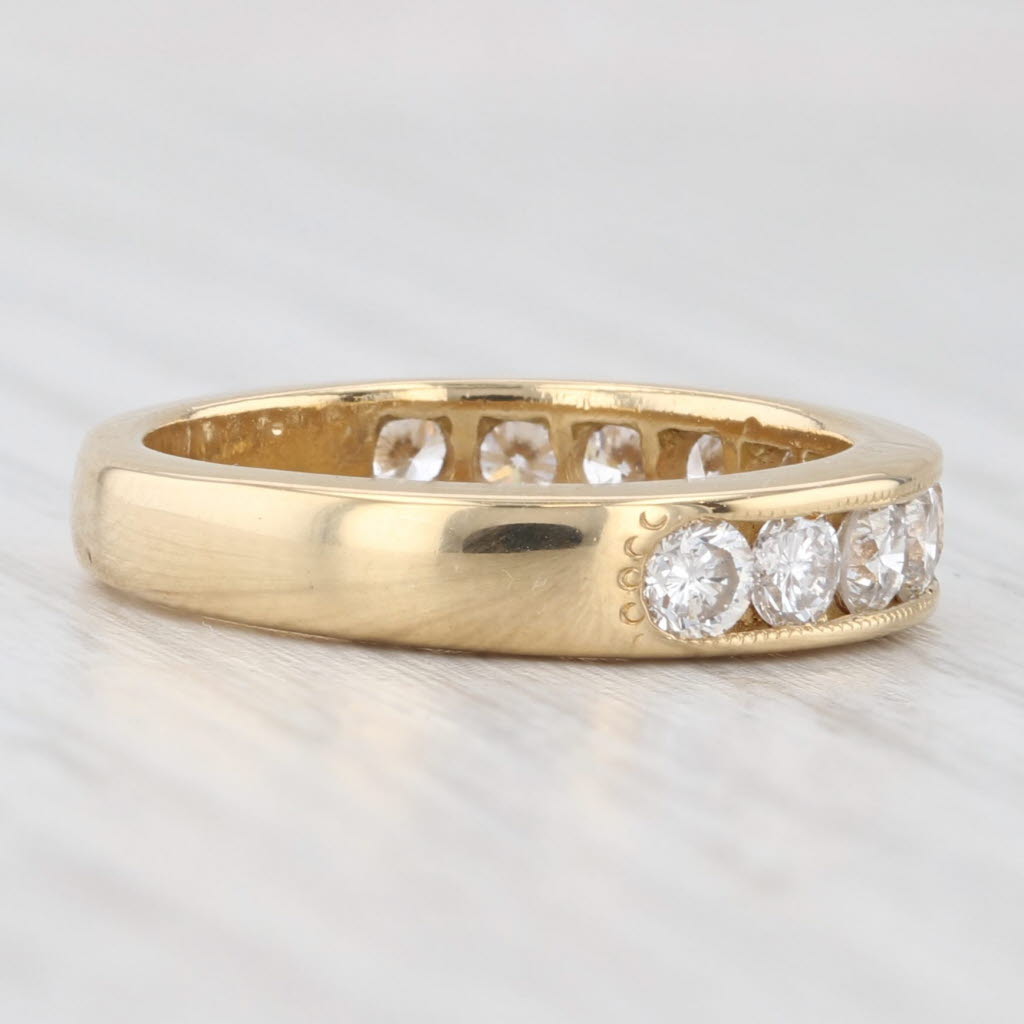 Light Gray 1ctw Diamond Wedding Band 18k Yellow Gold Stackable Anniversary Size 5 Ring