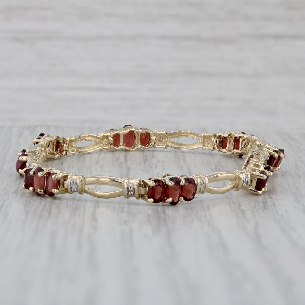 Gray 5.32ctw Garnet Diamond Bracelet 14k Yellow Gold 6.75" 5mm