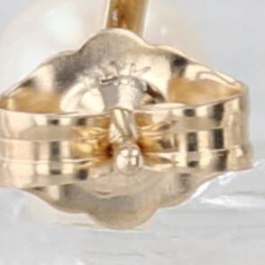 Cultured Pearl Stud Earrings 14k Yellow Gold Diamond Accents