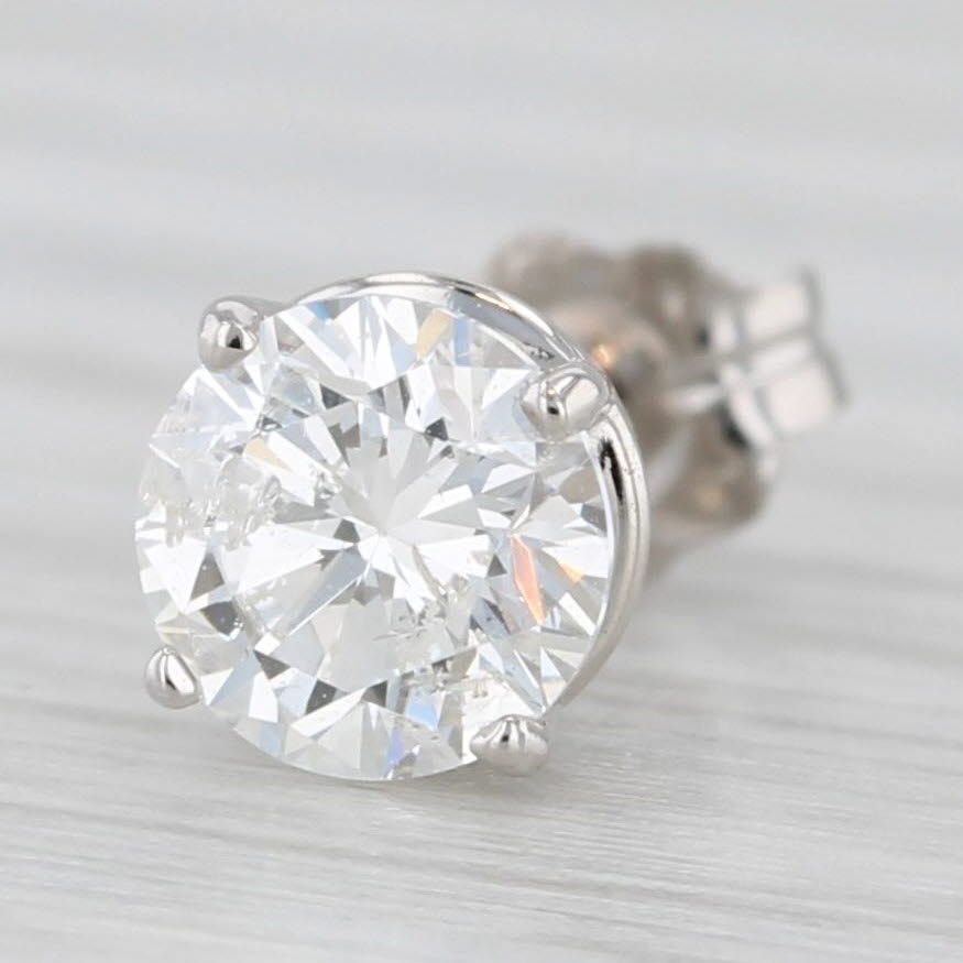Light Gray New 0.60ct Single Round Diamond Stud Earring 14k White Gold