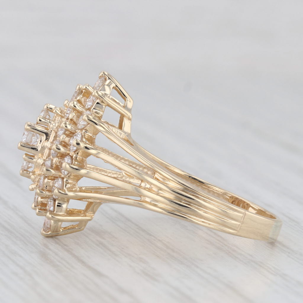 Light Gray 1.25ctw Diamond Cluster Ring 14k Yellow Gold Size 8.75 Cocktail