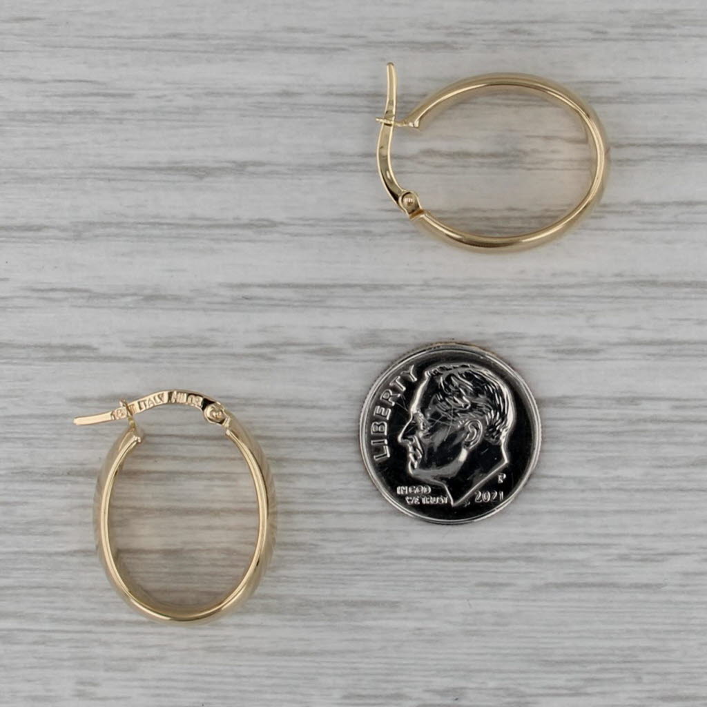 Oval Hoop Earrings 18k Yellow Gold Snap Top Milor Italy Snap Top Hoops