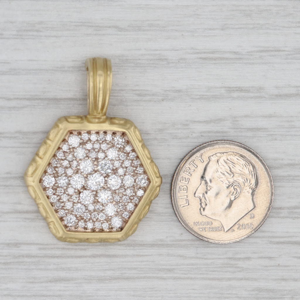 Slane & Slane 1.47ctw Diamond Cluster Enhancer Pendant 18k Gold Sterling Silver
