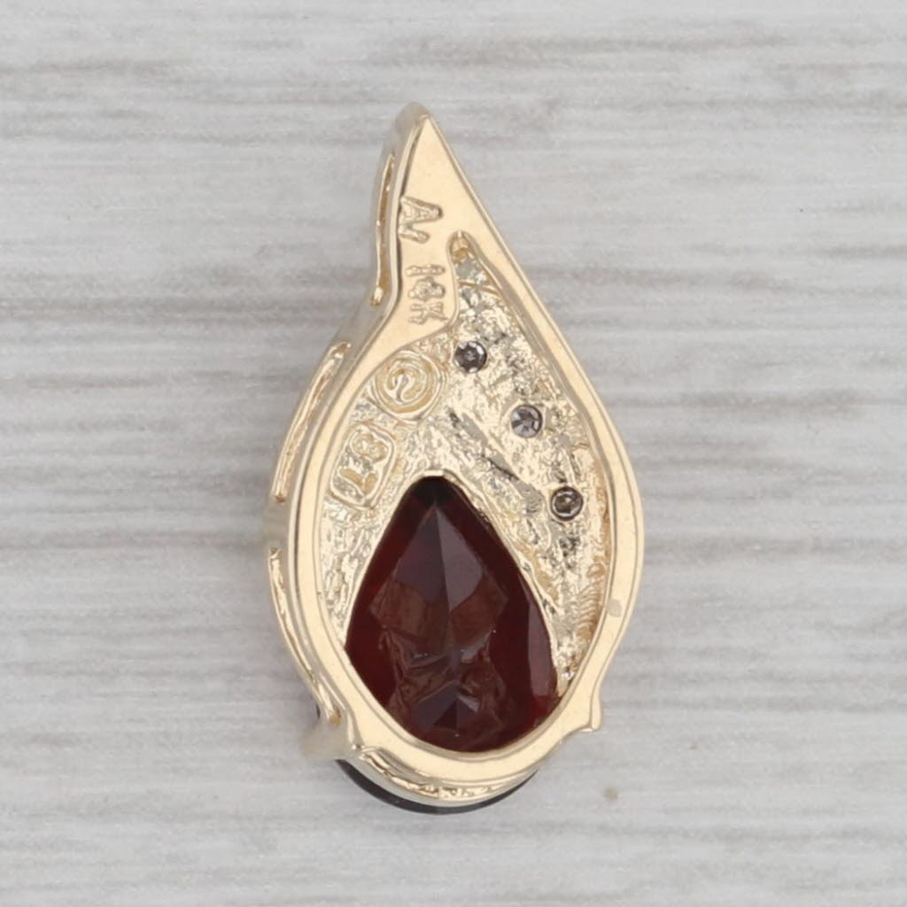 Gray 1.62ctw Pear Garnet Diamond Teardrop Pendant 14k Yellow Gold