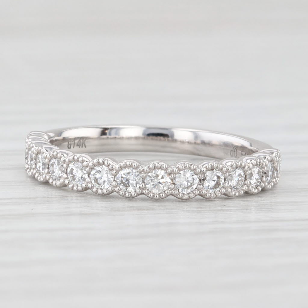 Light Gray New 0.54ctw Diamond Wedding Band 14k White Gold Stackable Anniversary Ring 6.5