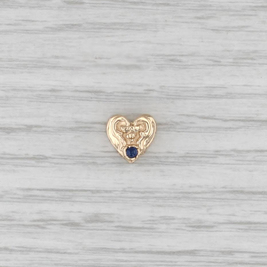 Vintage Sapphire Heart Slide Bracelet Charm 14k Yellow Gold Archer
