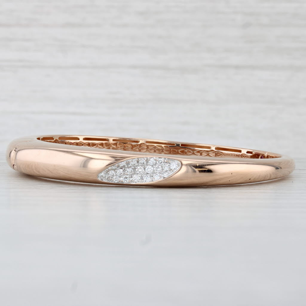 Light Gray Roberto Coin 0.33ctw Diamond Capri Bangle Bracelet 18k Rose Gold 6"