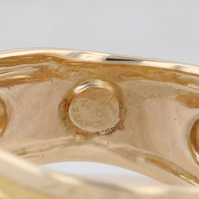 Vintage Patterned Tapering Band Ring 14k Yellow Gold Made in France