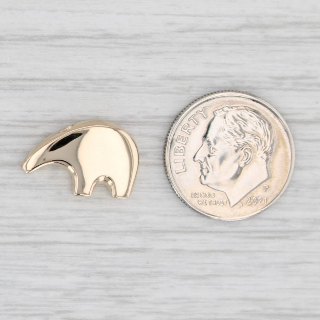 Light Gray Native American Bear Pendant 14k Yellow Gold Small Floating Drop