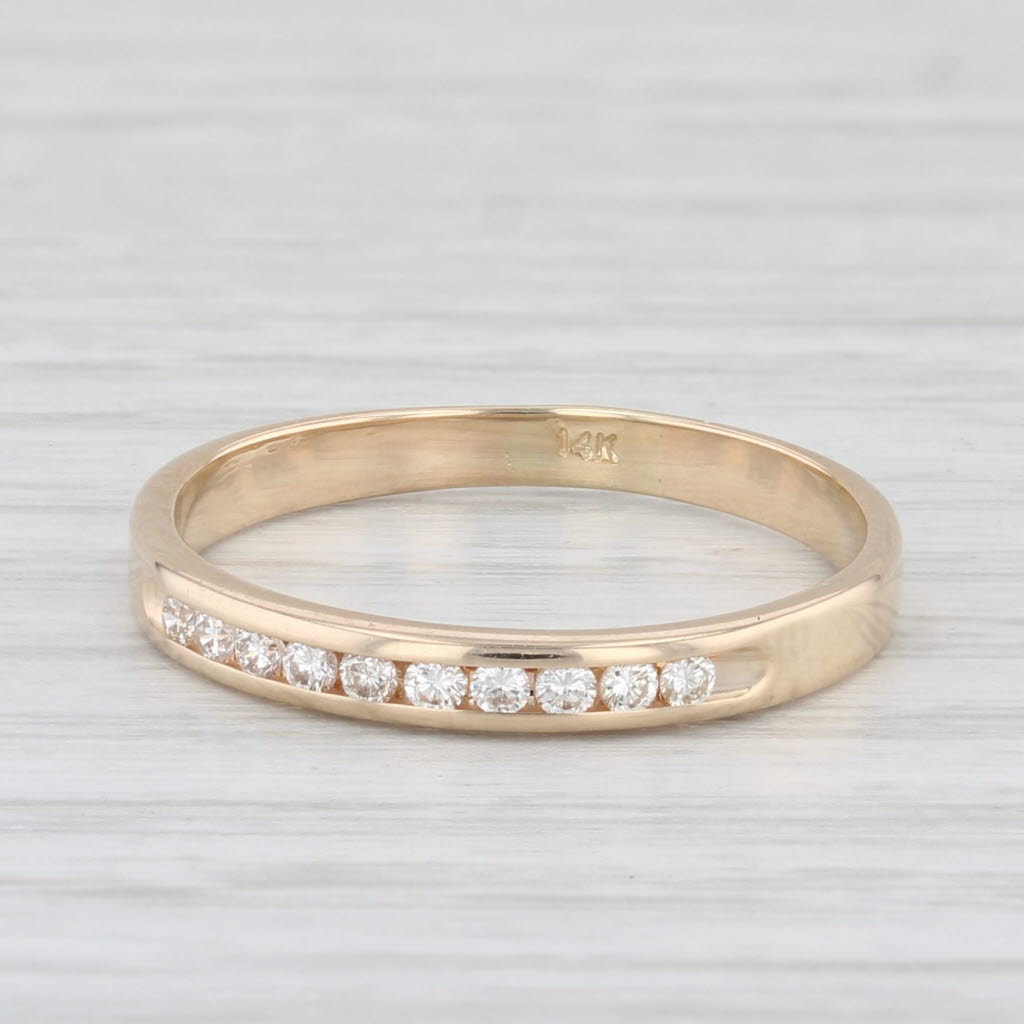 Light Gray 0.15ctw Diamond Wedding Band 14k Yellow Gold Size 8 Stackable Anniversary Ring