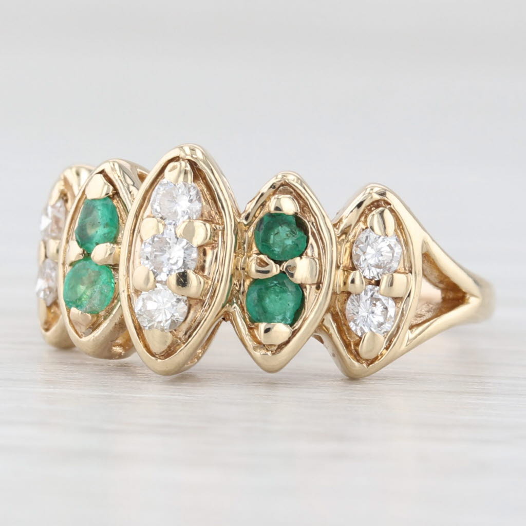 Light Gray 0.42ctw Emerald Diamond Ring 14k Yellow Gold Size 5.5 Tiered Marquise