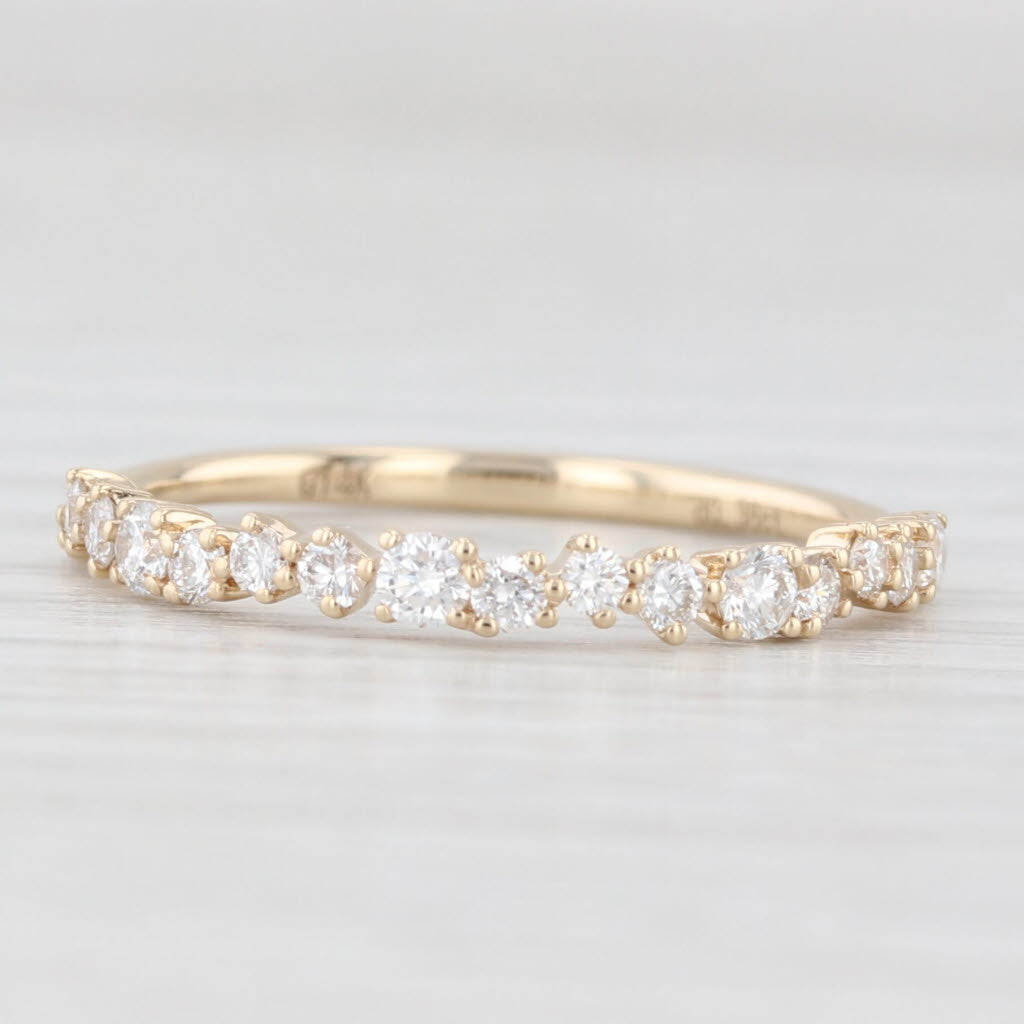 Light Gray New 0.38ctw Diamond Wedding Band 14k Yellow Gold Stackable Anniversary Ring 6.75