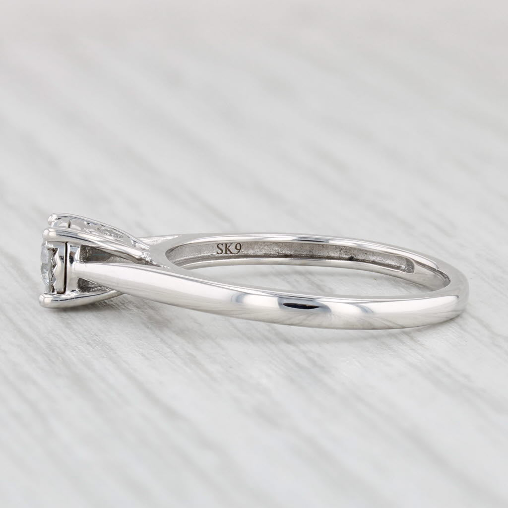 Light Gray 0.16ctw Round Diamond Solitaire Engagement Ring 10k White Gold Size 7