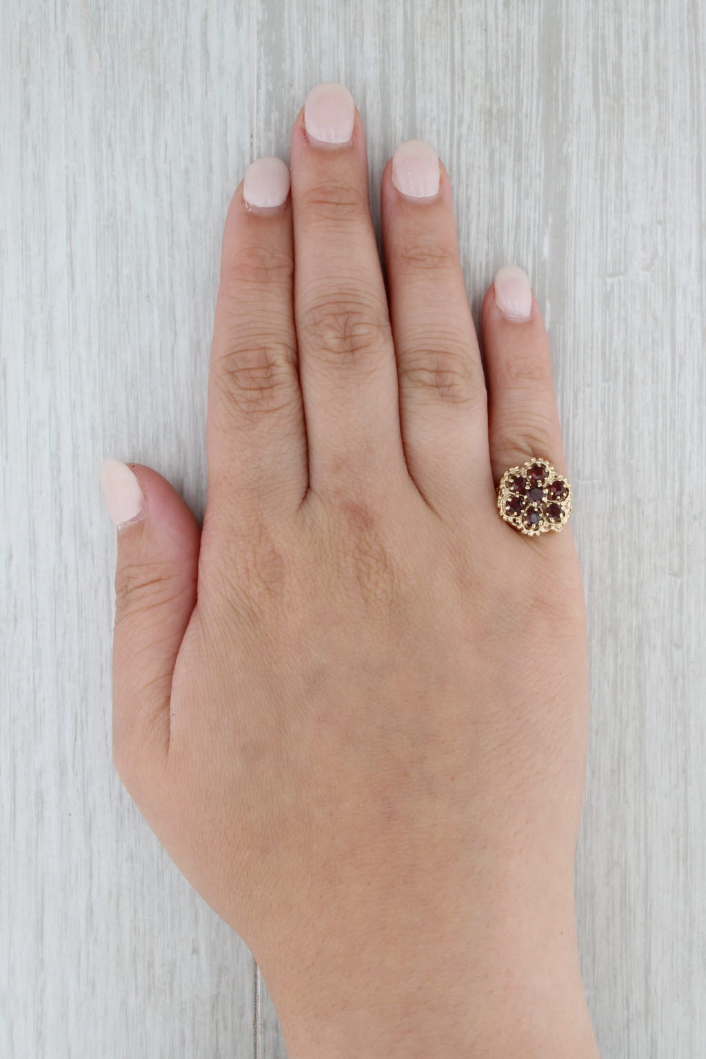 1.05ctw Garnet Flower Cluster Ring 14k Yellow Gold Size 4 Cocktail