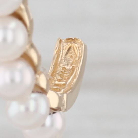 Cultured Pearl J-Hook Earrings 14k Yellow Gold Half Hoop Drops
