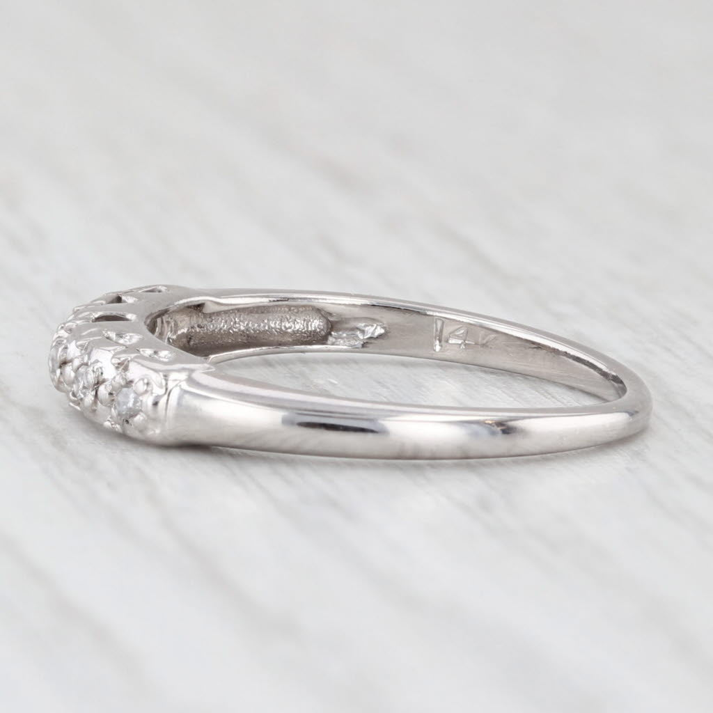 Light Gray Vintage Diamond Wedding Ring 14k White Gold Stackable Size 6