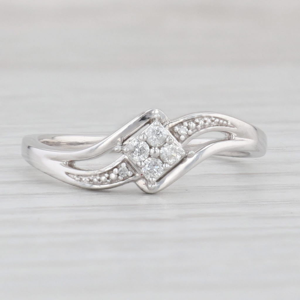 Light Gray Diamond Cluster Ring 10k White Gold Size 9.25 Engagement