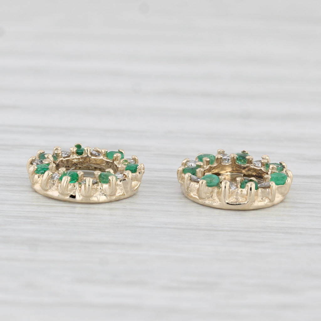 Light Gray 0.40ctw Emerald Diamond Earring Enhancers Jackets for Studs 14k Yellow Gold