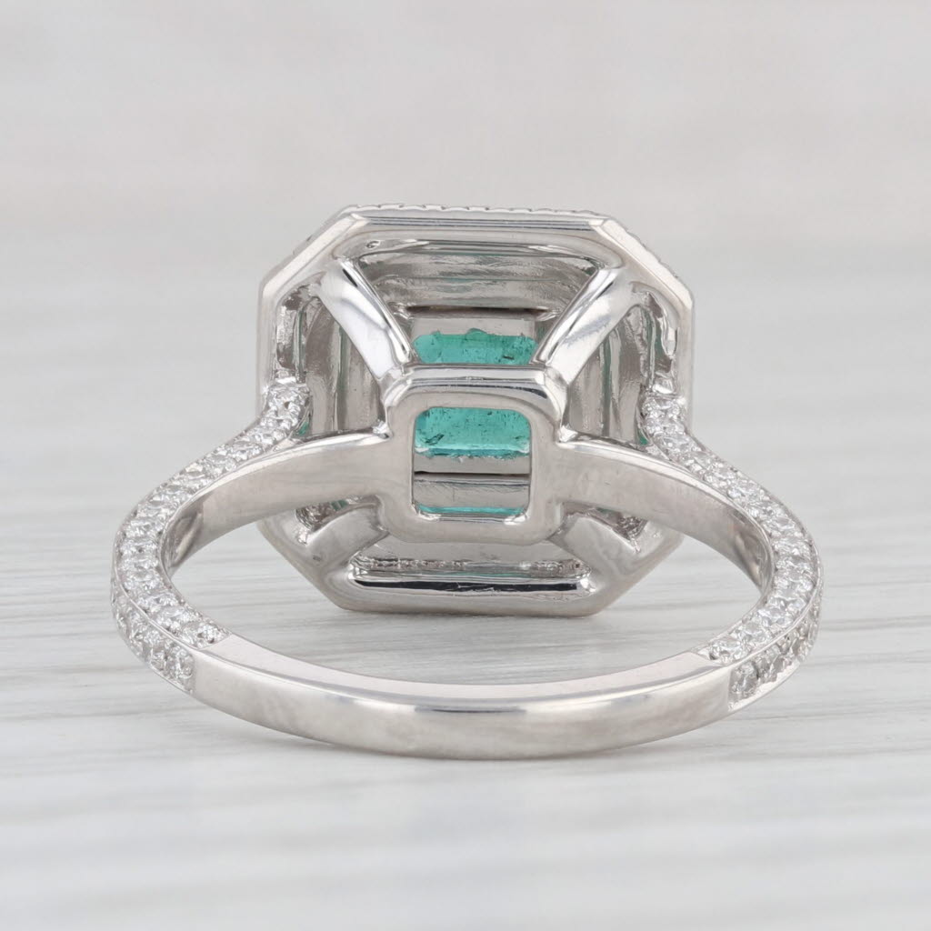 Light Gray New 1.95ctw Emerald Diamond Halo Engagement Ring 14k White Gold Size 6.5 JGL